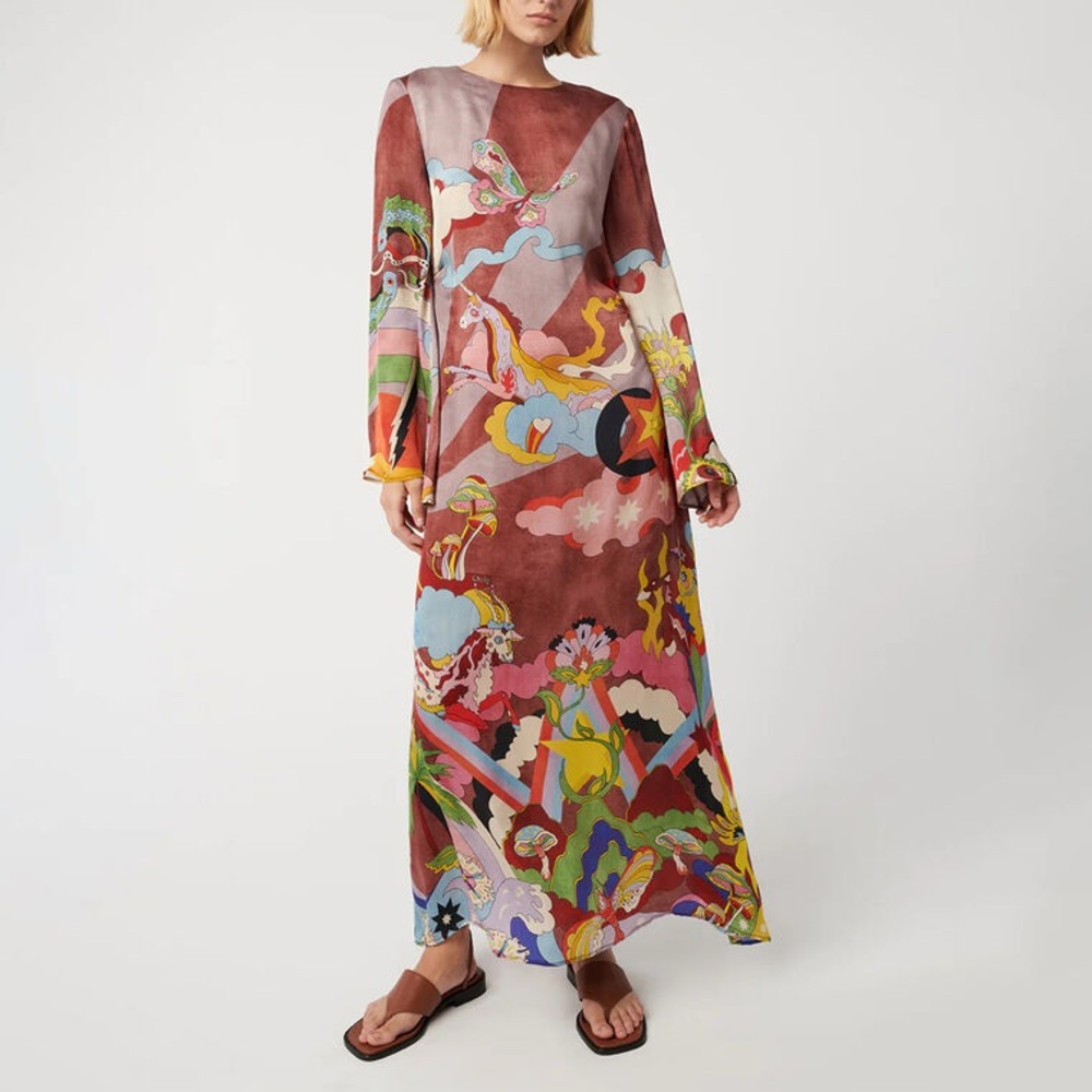 CHUFY Zappa Colorful Abstract Maxi Dress Size L